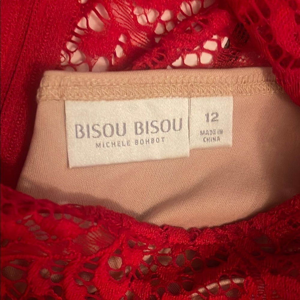 Bisou Bisou Red Long Sleeve Off-Shoulder Bodycon Dress - Picture 4 of 5